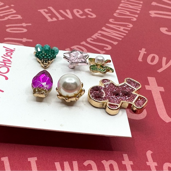 Betsey Johnson ‘Feliz Navidad’ Gingerbread Man Necklace; Stud Earrings Set NWT - Picture 9 of 16